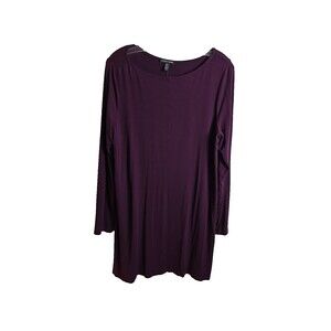 Eileen Fisher Shift Dress Ladies Size L/G Long Sleeve Deep Purple Made In USA